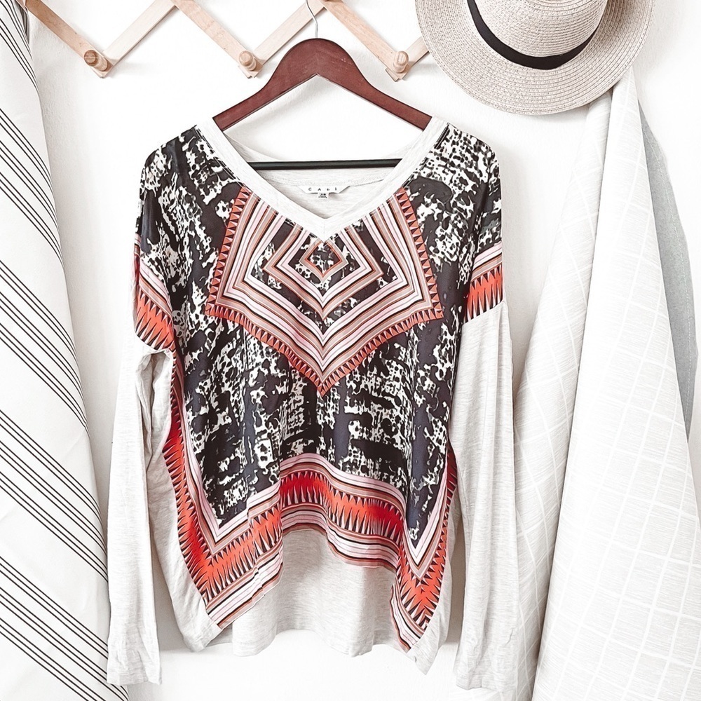 CAbi #768 Geometric Scarf Blouse